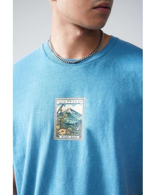 Urban Outfitters Uo Blue Mini Mountain Motif T-shirt for men