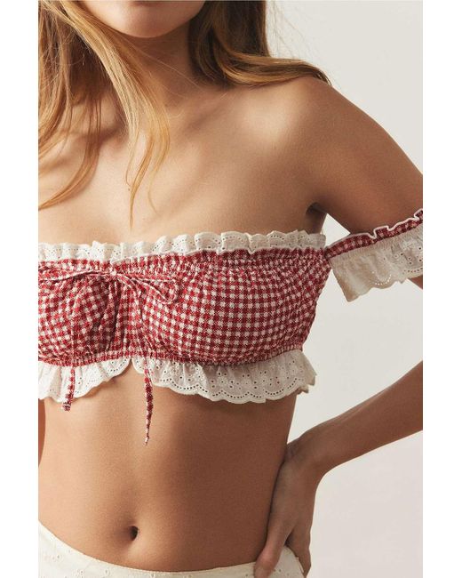 Out From Under Pink Picnic Off-the-shoulder Top S At Urban Outfitters