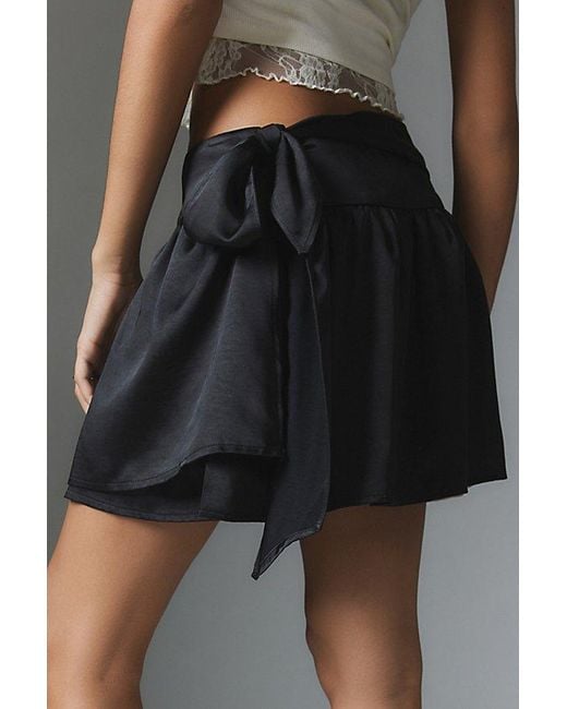 Motel Black Habema Satin Mini Skirt