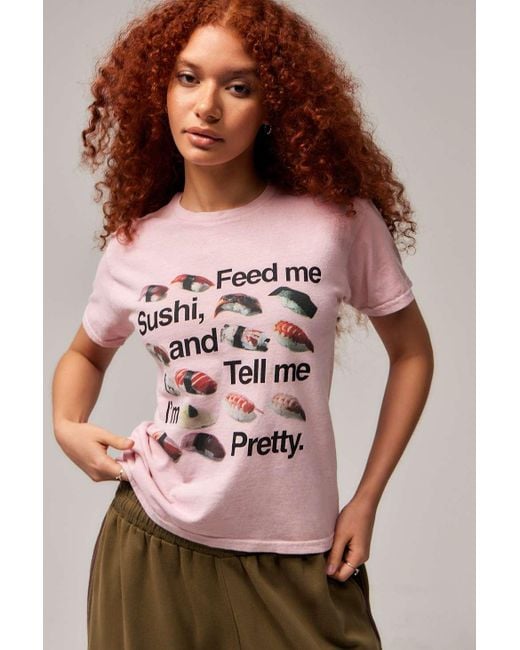 Urban Outfitters Pink Uo Feed Me Sushi T-shirt