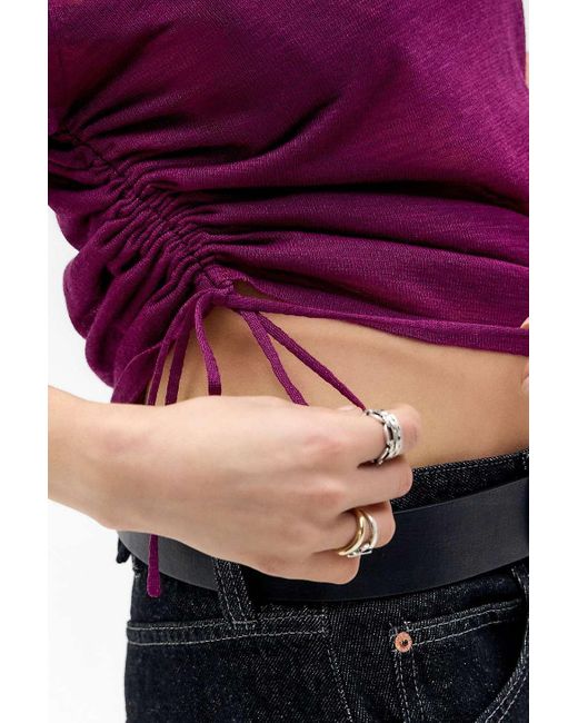 Urban Outfitters Red Uo Sheer Asymmetric Top Xs At