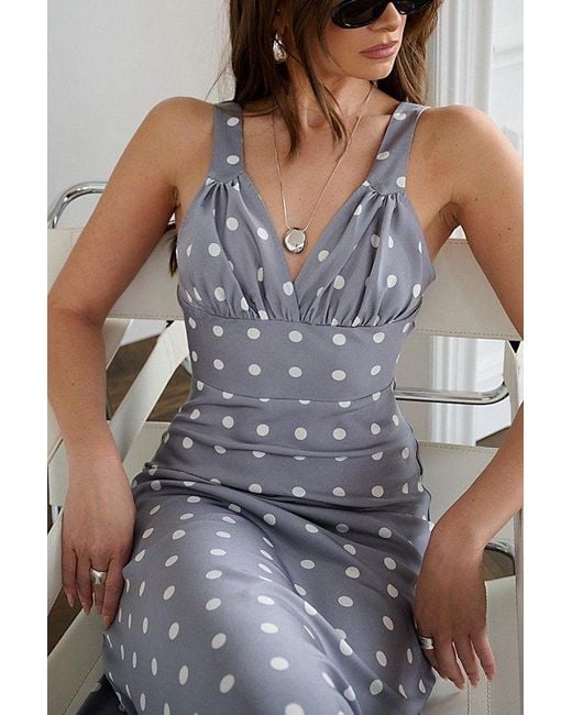 WeWoreWhat Gray Satin Maxi Dress