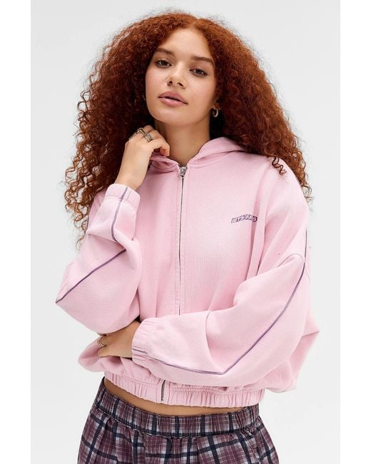 iets frans Pink Zip-through Bubble Hem Hoodie