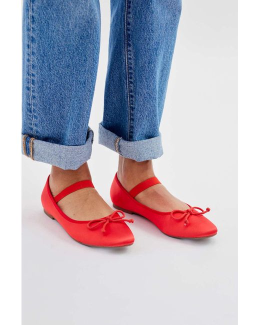 Urban Outfitters Red Uo Ella Satin Ballet Flat