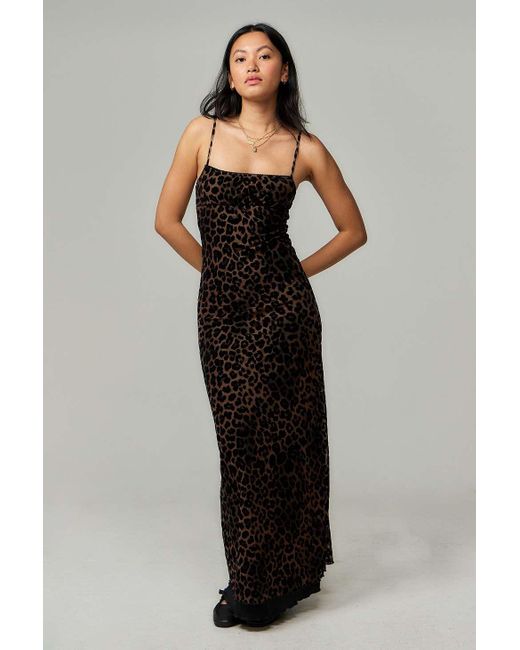 knee length dresses for ladies Tribal Black Sleeveless Leopard Maxi Dress main image 0