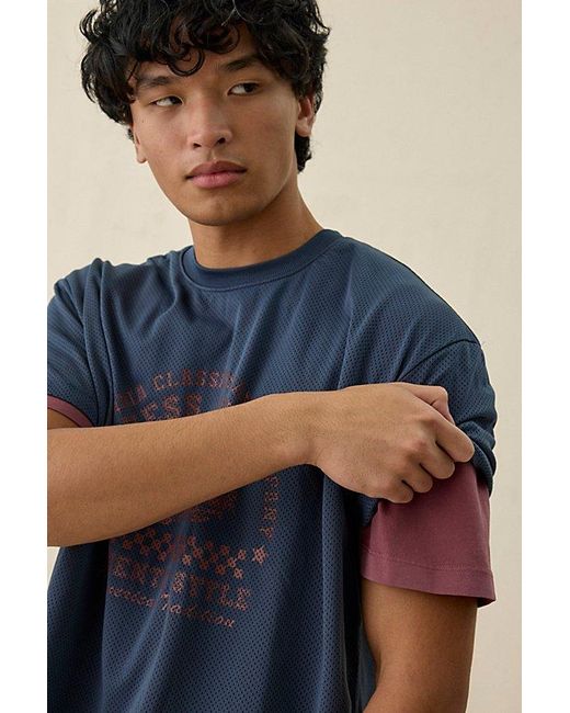 Guess Blue Double Layer Mesh Tee for men