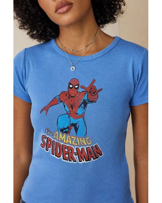 Urban Outfitters Blue Uo Spiderman Relaxed Baby T-shirt