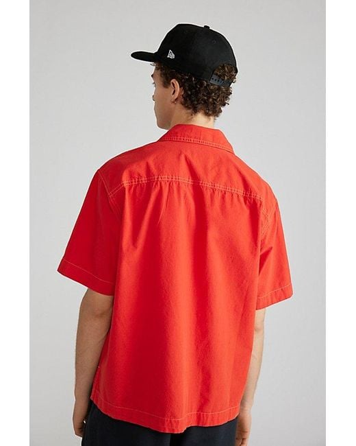 Urban Outfitters Red Uo Cooper Solid Button-Down Shirt Top for men
