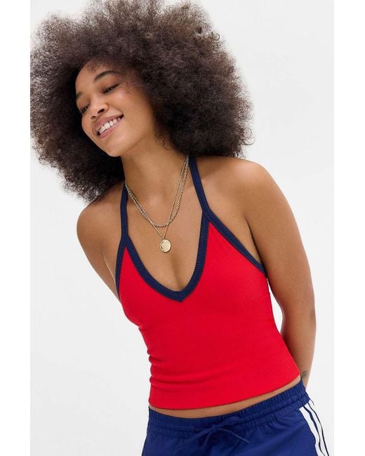 Out From Under Red Andi Tipped Halterneck Top
