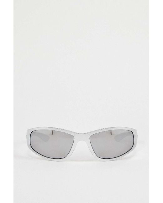 iets frans White Silver Sports Wrap Sunglasses for men