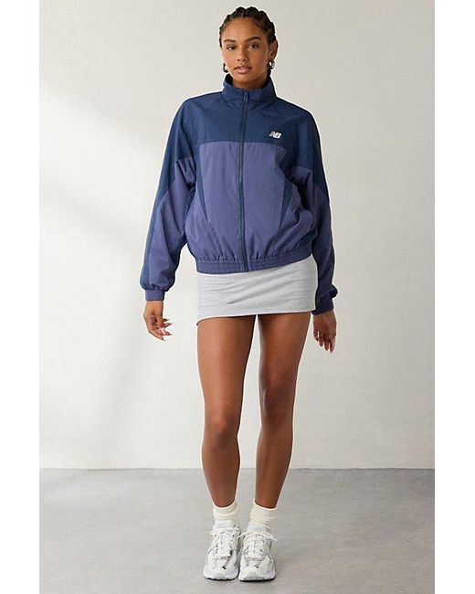 New Balance Blue Color Blocked Woven Zip-Up Jacket