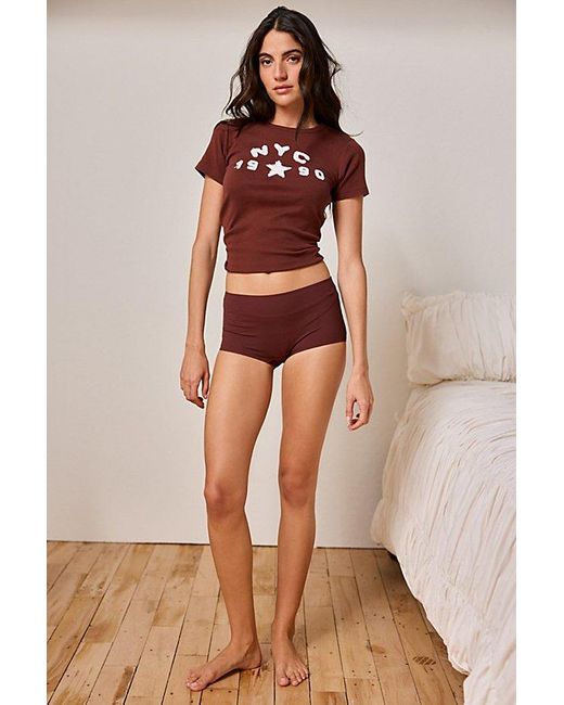 Out From Under Red Ribbed Base Layer Boyshort Undie