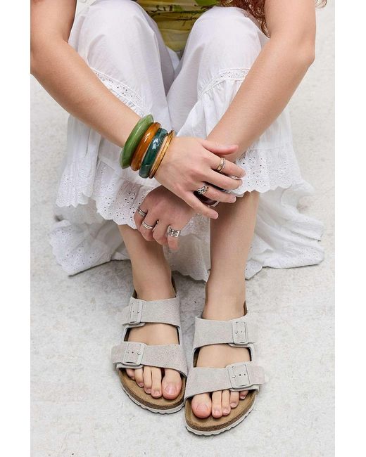 Birkenstock Gray Oyster Arizona Suede Sandals