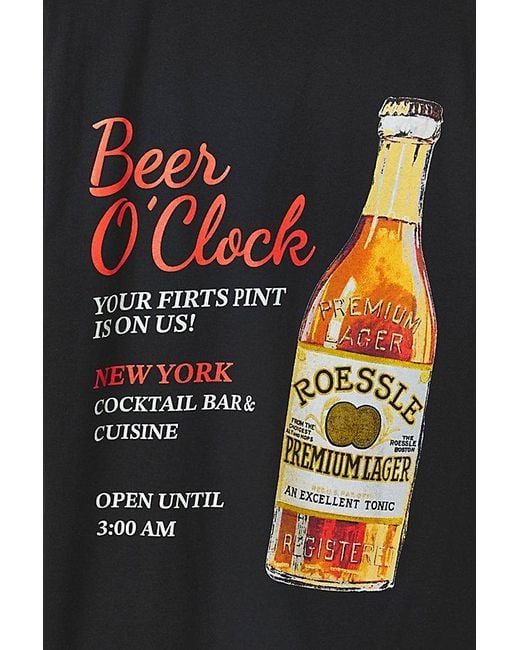 Urban Outfitters Black Beer O'Clock Graphic Tee for men