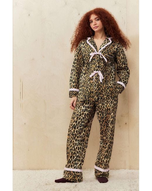 Damson Madder Natural Antonella Leopard Print Pyjama Set
