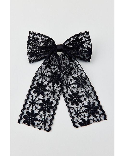 Urban Outfitters Black Maisie Lace Hair Bow Barrette
