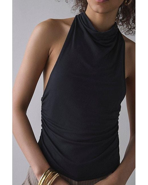 Urban Outfitters Brown Uo Tear It Up High-Neck Twisted Back Cropped Tank Top