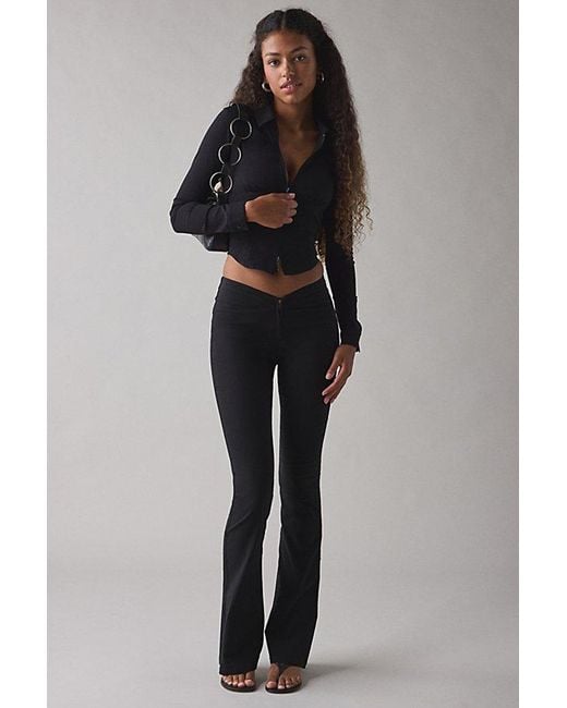 Silence + Noise Black Hailey Zip-Up Slim Shirt Top
