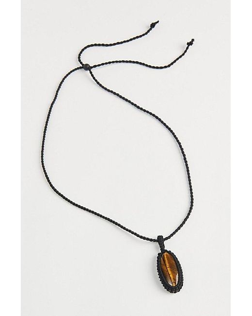 Urban Outfitters Brown Tiger'S Eye Corded Necklace for men