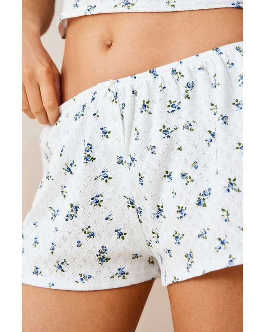 Out From Under Blue Ditsy Pointelle Shorts S At Urban Outfitters