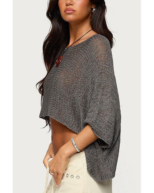 Edikted Gray Laline Oversized Knit Crop Top