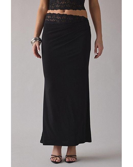 Urban Outfitters Black Uo Lavish Lace Trim Halter Top + Maxi Skirt 2-Piece Set