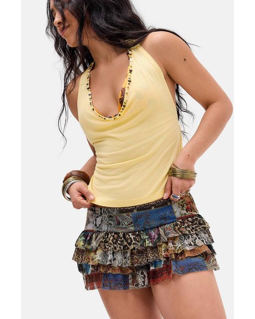 Urban Outfitters Black Uo Mixed Print Mesh Rara Skirt At