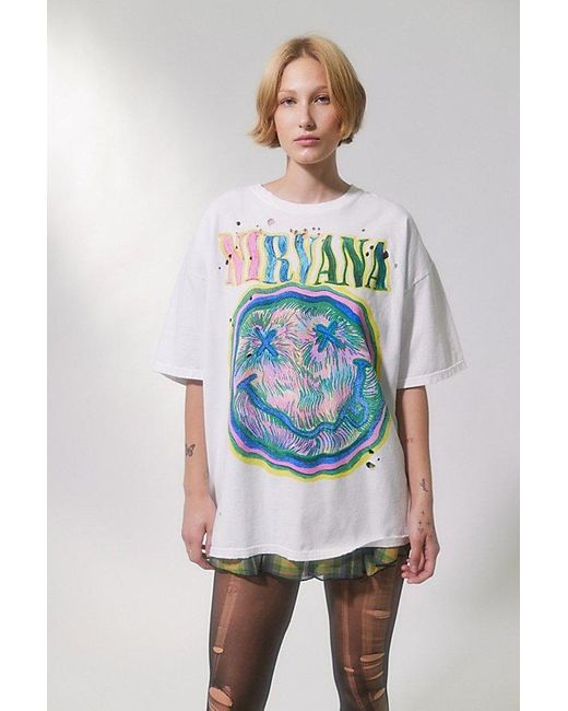 Urban Outfitters Green Nirvana Distressed T-Shirt Dress