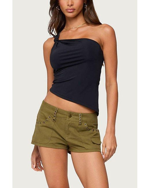 Edikted Black Knotted One Shoulder Asymmetric Top