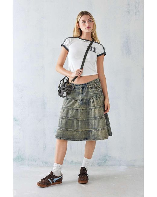 Jaded London Multicolor Kutki Denim Midi Skirt