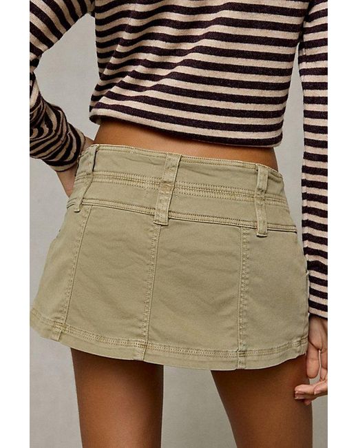 BDG Green Can'T Stop Canvas Button-Front Mini Skort