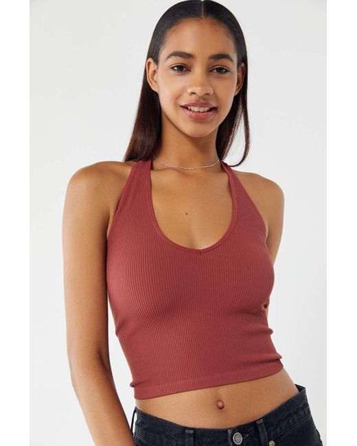 Out From Under Jackie Seamless Halter Neck Top in Red | Lyst Canada