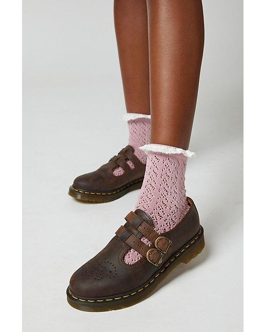 Urban Outfitters Purple Ruffle-Trimmed Pointelle Crew Sock