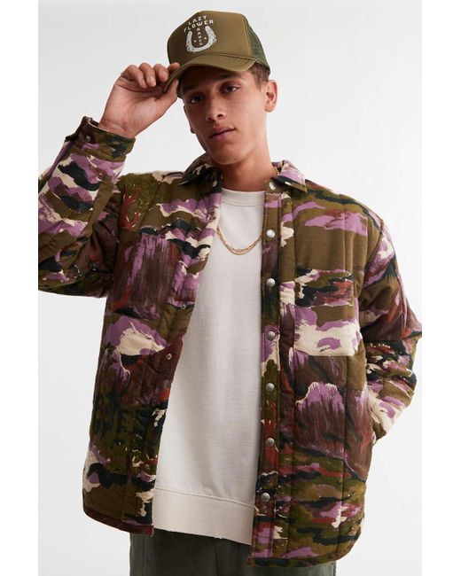 BDG Patterned Quilted Shirt Jacket in Brown for Men Lyst