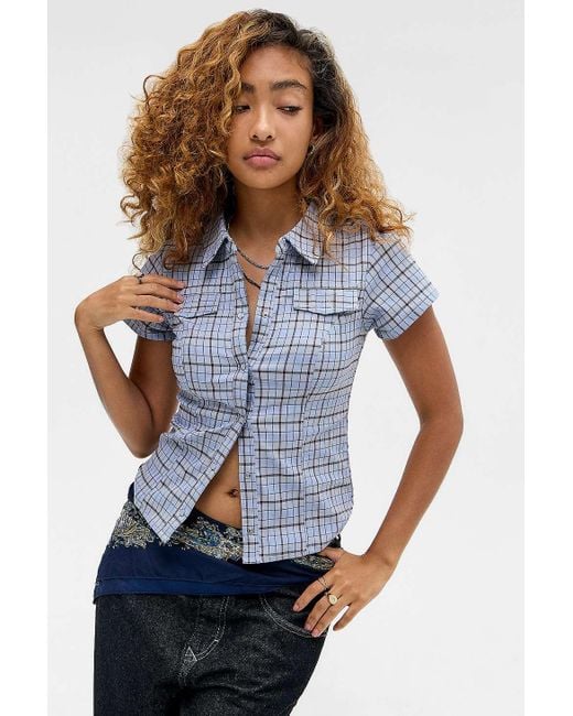 Silence + Noise Blue Silence + Noise Polly Bengaline Shirt