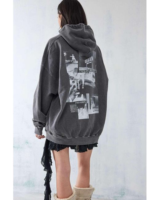 Urban Outfitters Black Uo - hoodie-kleid "underground" mit schwarzweißem print