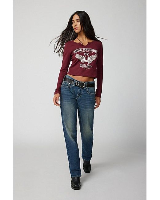 True Religion Red Uo Exclusive Ricki Mid-Rise Relaxed Jean