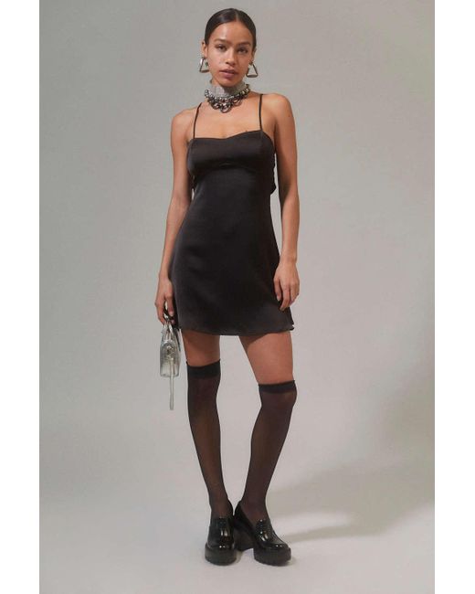 Urban Outfitters Uo Bella Bowback Satin Mini Dress in Black Lyst
