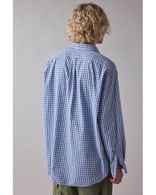 Vintage & ReMADE by UO Blue Vintage By Uo Check Print Long Sleeve Button-Down Shirt
