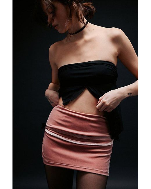 ZEMETA Black Pick Up Velvet Mini Skirt