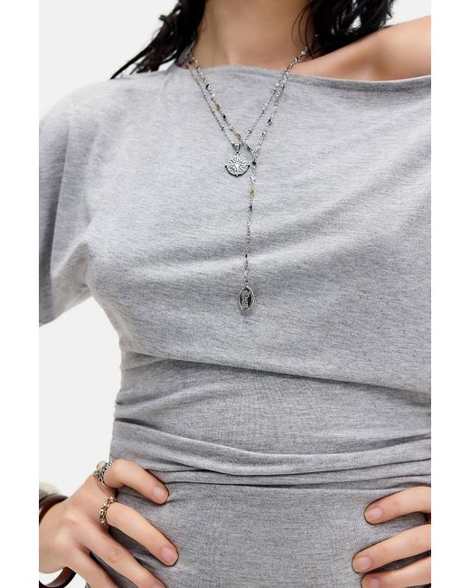 Silence + Noise Gray Silence + Noise Gemstone Lariat Necklace