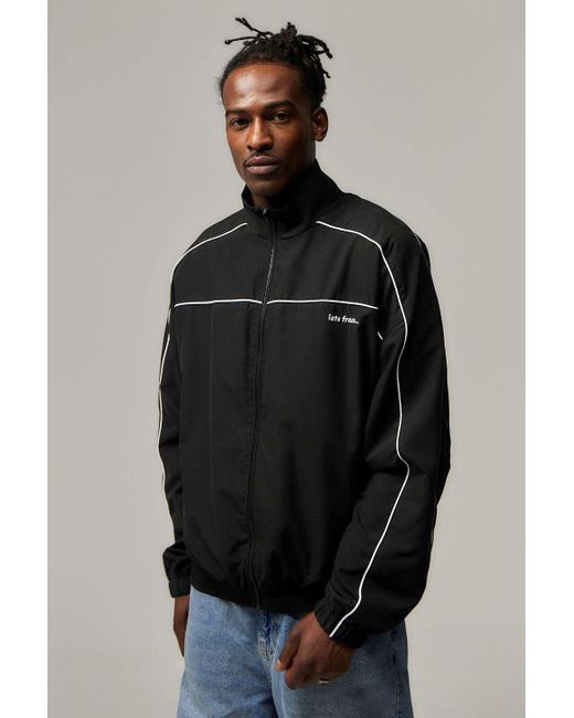 iets frans Blue Finn Black Microfibre Track Jacket for men