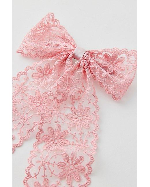Urban Outfitters Pink Maisie Lace Hair Bow Barrette