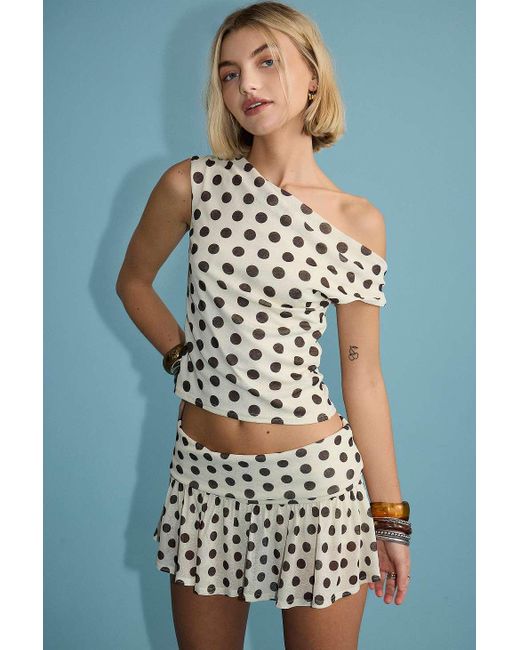Urban Outfitters Natural Uo Lola Polka Dot Mini Skort