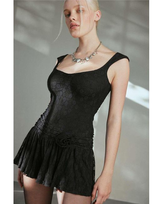 Kimchi Blue Black Dawn Lace Romper