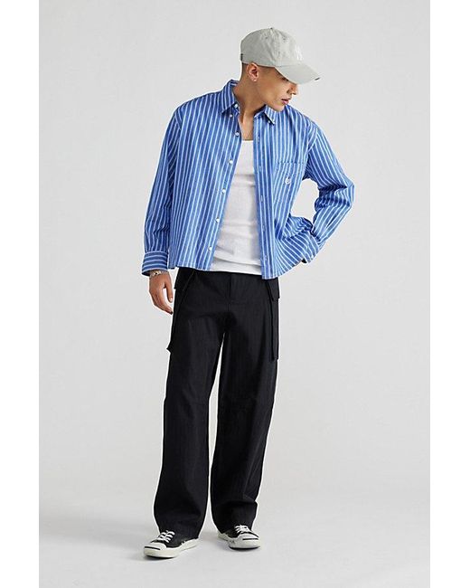 Urban Renewal Blue Remade Clean Finish Cropped Button-Down Shirt for men
