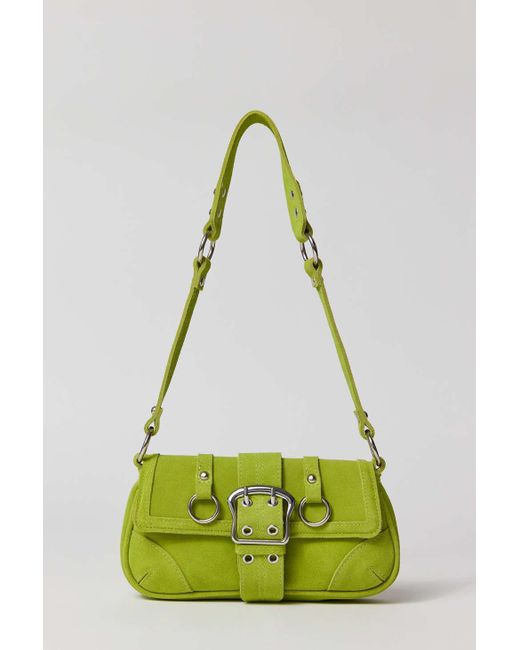 Urban Outfitters Green Uo Jade Suede Baguette Soft Bag