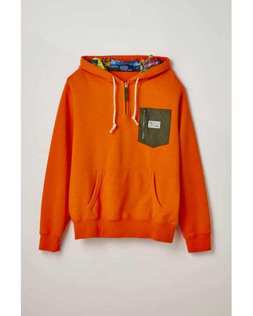 Polo Ralph Lauren Vintage Fleece Hoodie Sweatshirt in Orange for Men | Lyst  Canada
