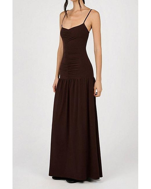 WeWoreWhat Brown Ruched Drop Waist Maxi Dress