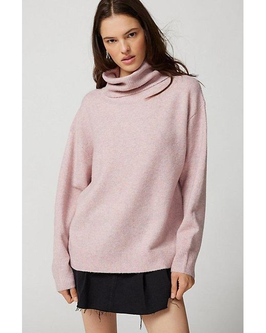 Urban Outfitters Pink Uo Tinsley Oversized Turtleneck Sweater